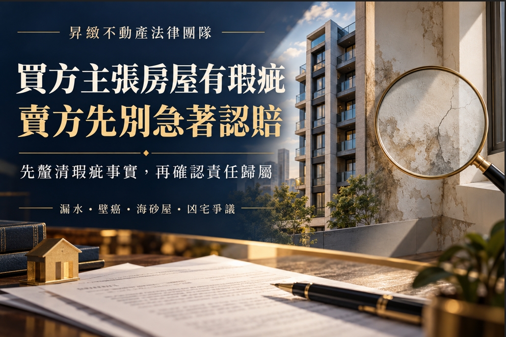 買方控房屋瑕疵怎辦?昇緻法律:先釐清責任再認賠