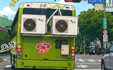 公車車尾掛2台冷氣室外機引熱議　原來是「移動辦公室」！颱風前才開上街