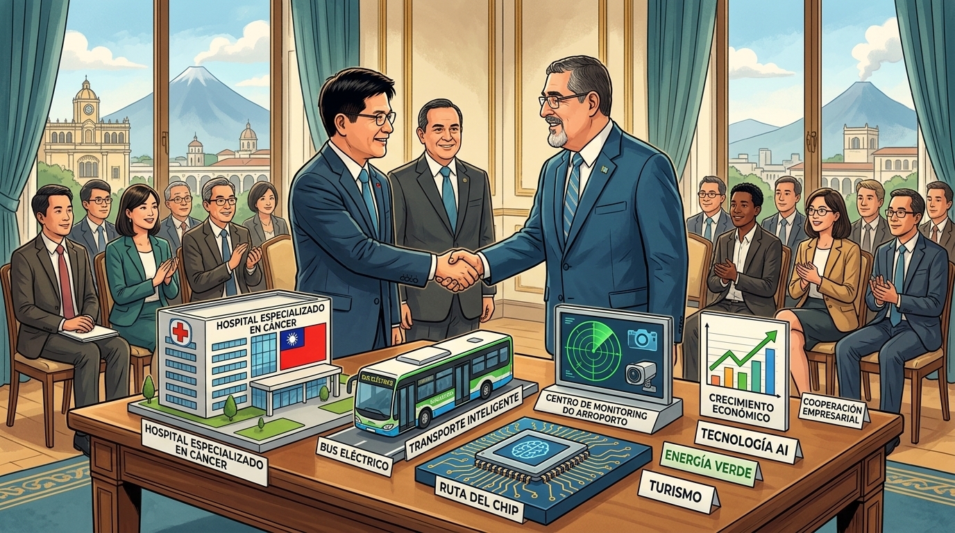 外交部長林佳龍率企業團訪問友邦瓜地馬拉，晉見阿雷瓦洛總統並會晤馬丁涅茲外長，感謝支持邦誼及台灣國際參與