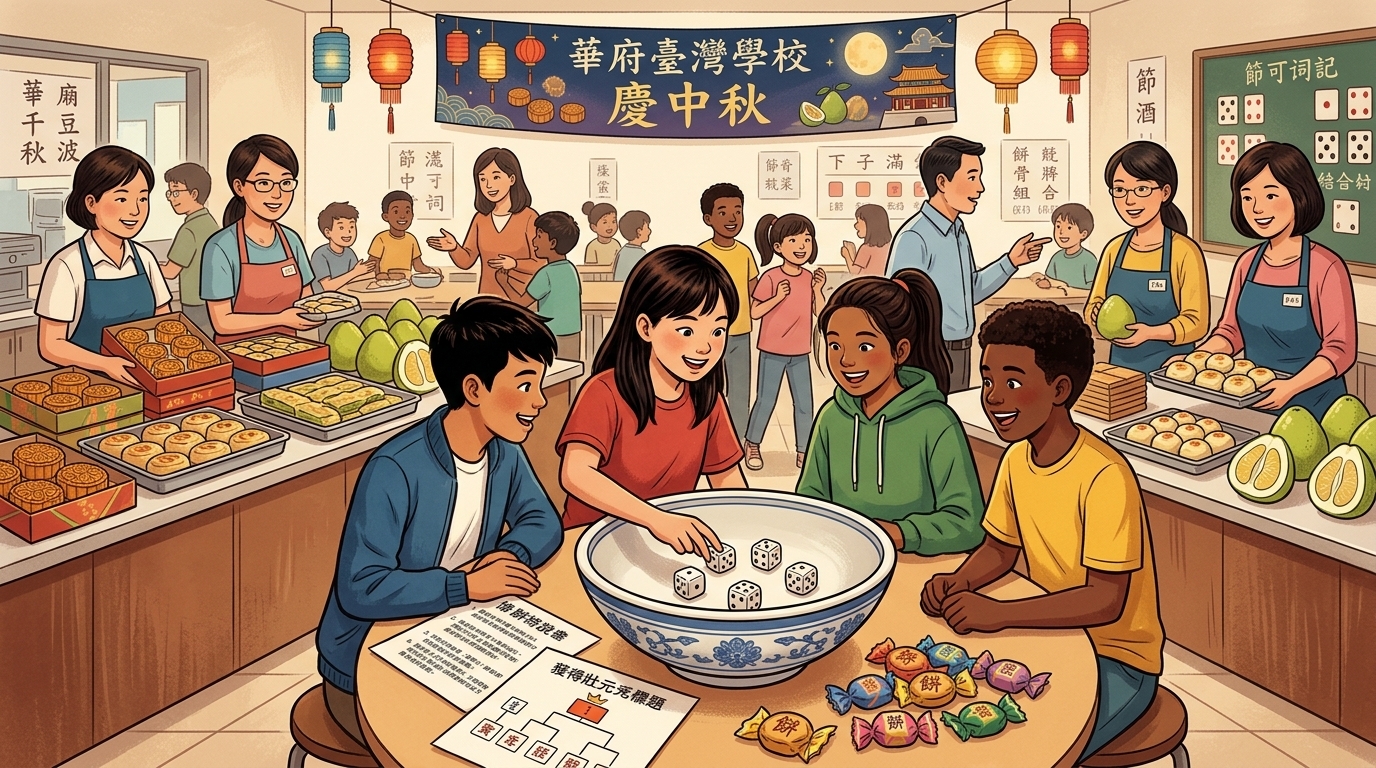 華府臺灣學校慶中秋 師生體驗金門博餅與應景美食