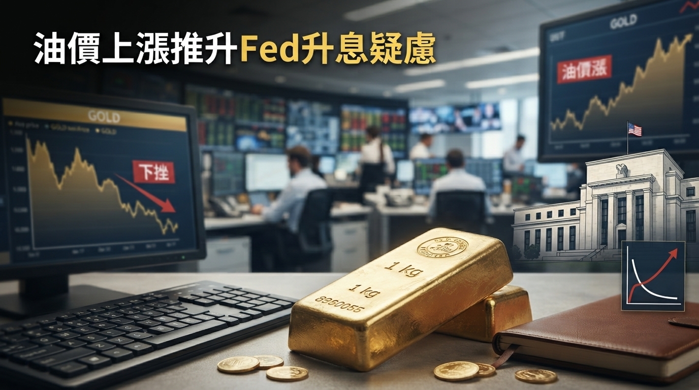 油價上漲推升通膨疑慮 Fed升息預期壓抑金價跌至一周低點