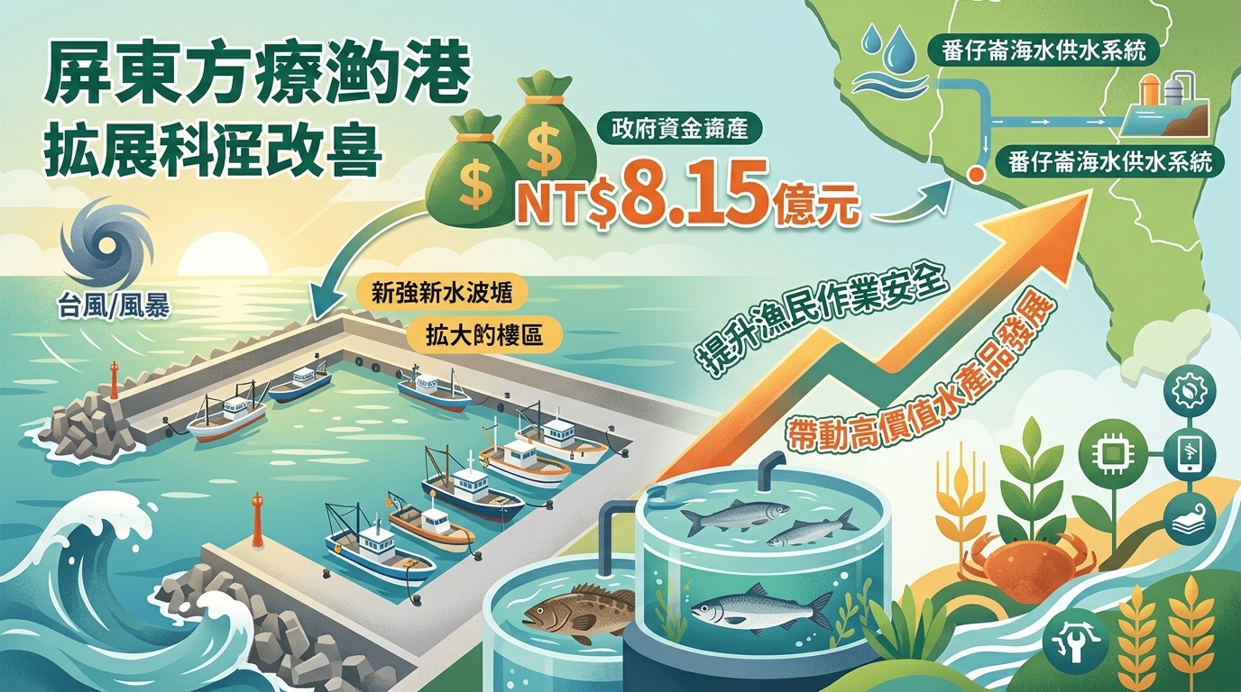 卓揆：編列8.15億元投入屏東枋寮漁港泊區擴建工程 提升漁民作業安全 帶動高價值水產品發展