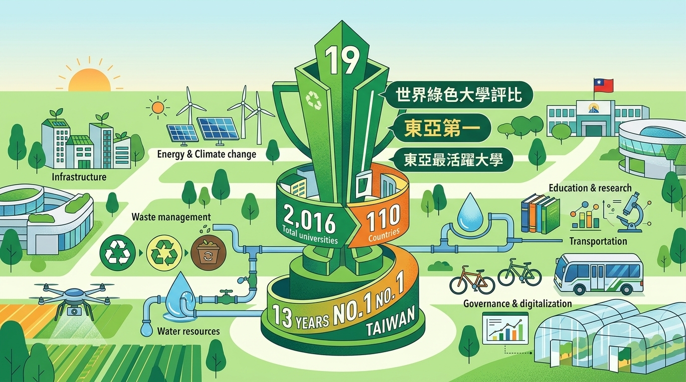全球2016校角逐 屏科大奪世界綠色大學第19名連13年全臺第一