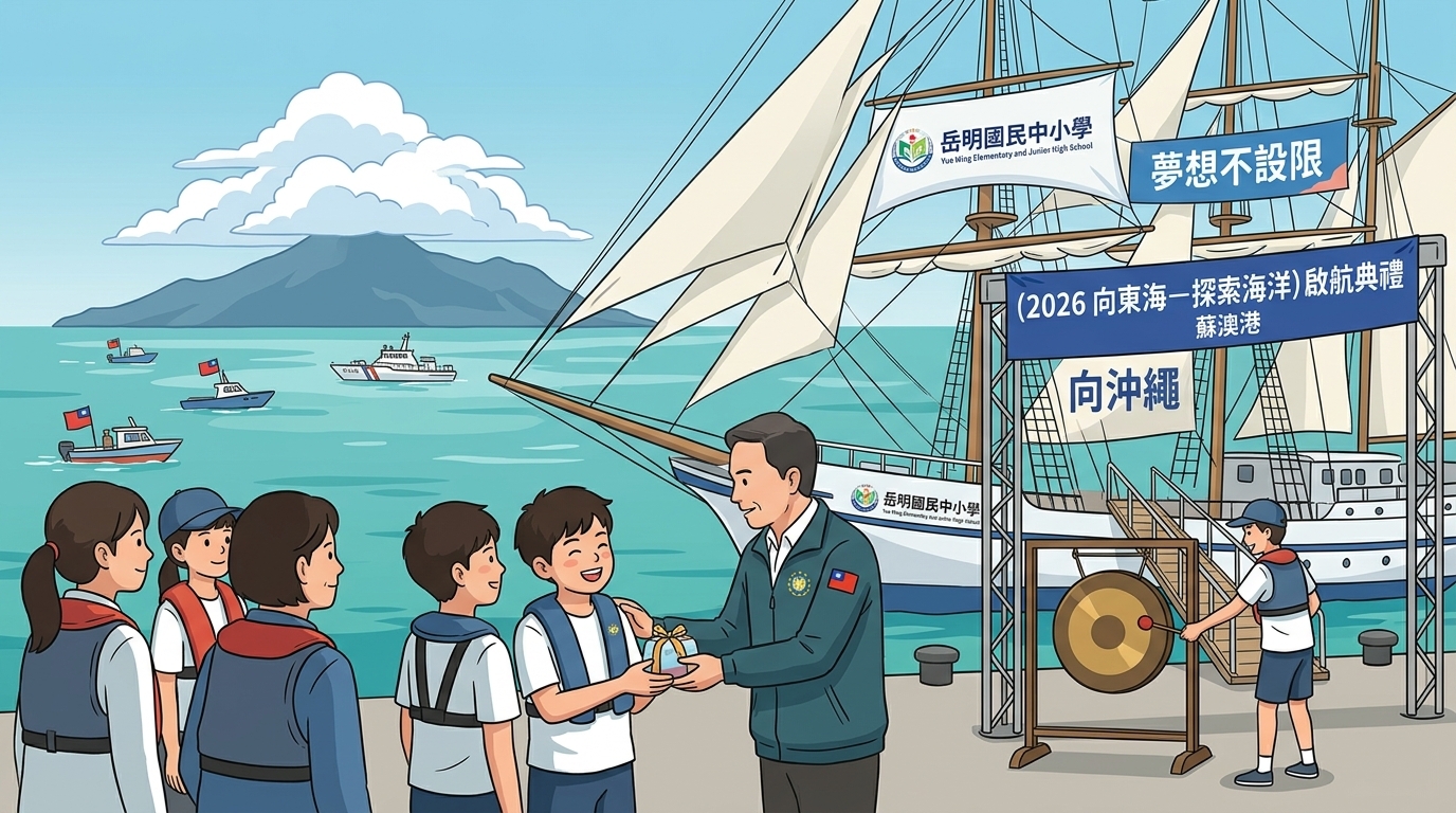 夢想不設限！卓揆及鄭副院長親送岳明中小學小帆手啟航 挑戰1,500公里航向沖繩