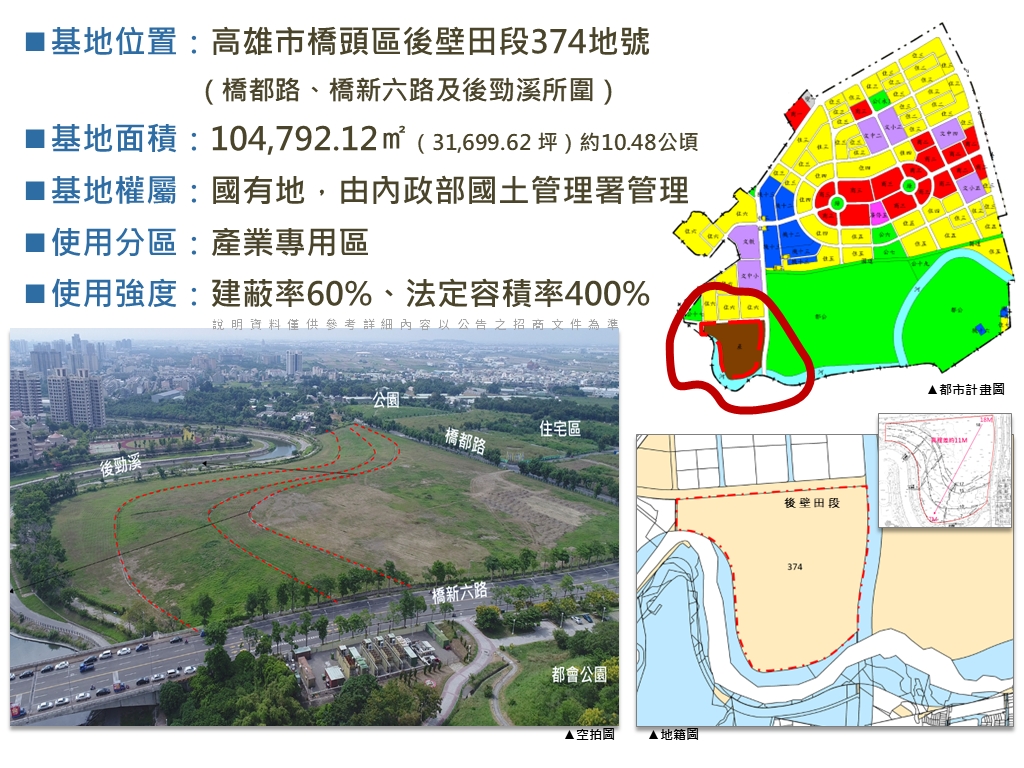 內政部國土署公告：高雄新市鎮產業專用區土地自10/29起標租　明年3月正式開標