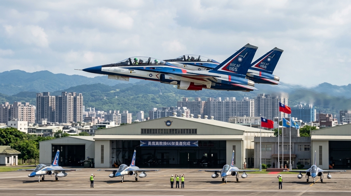 最後2架勇鷹高教機出廠 漢翔董座親自飛交空軍完成66架量產