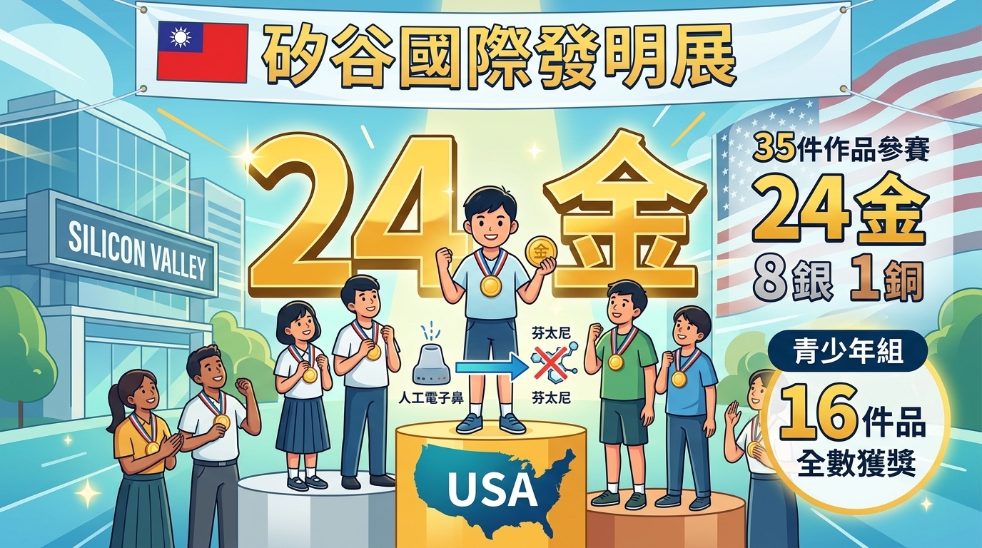 矽谷國際發明展　台奪24金青少年組亮眼