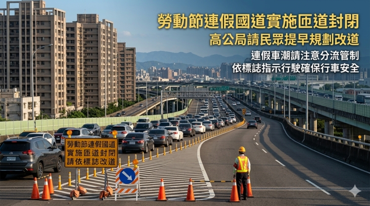 高公局宣布勞動節連假國道實施匝道封閉　請民眾提早規劃改道