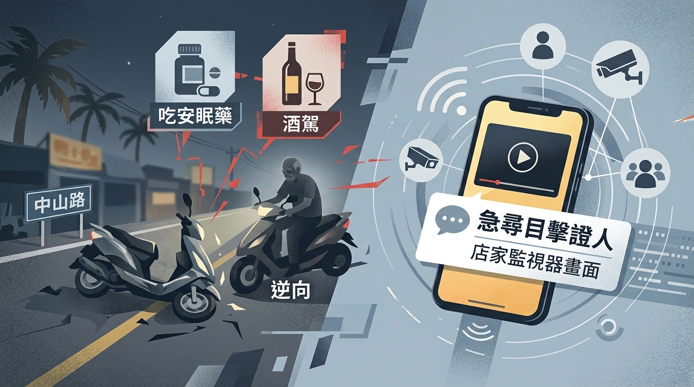 影／男友在小琉球遭逆向撞！女爆對方「吃安眠藥+酒駕」　PO影片急尋目擊證人