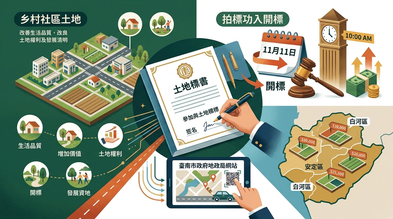 臺南市114年農村社區土地重劃區抵費地11月11日開標　市長黃偉哲籲民眾把握投標良機