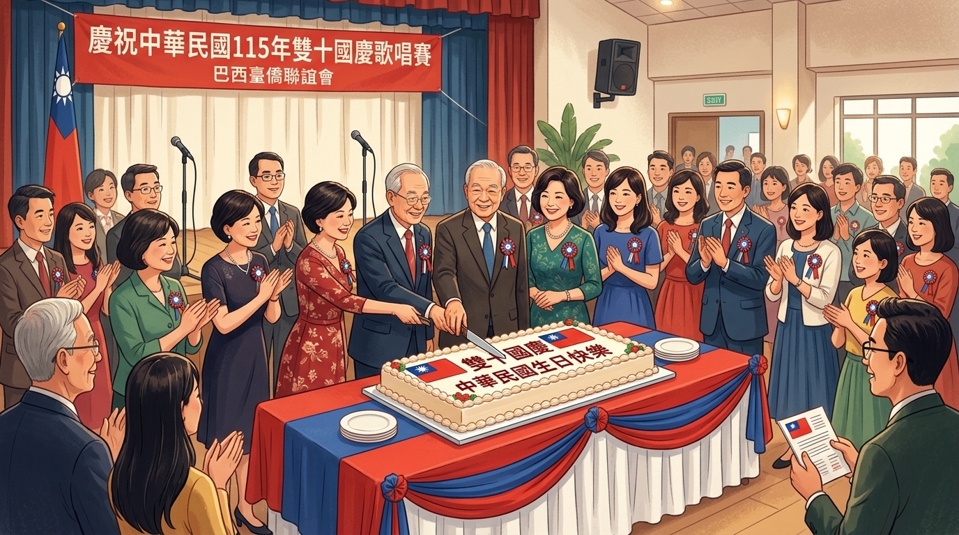 巴西臺僑聯誼會賀國慶 用歌聲凝聚僑胞心向臺灣