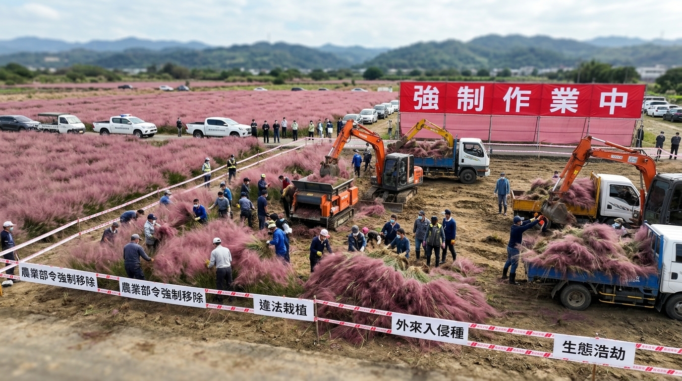 苗栗「粉紅花海」爆違法栽植 農業部澄清未核准並下令移除