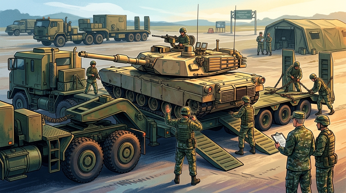 三支部運輸兵群演練M1A2T戰車載運　驗證後勤支援效能
