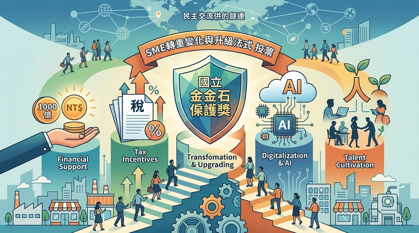 頒發國家磐石關懷獎章 卓揆盼8月底前擬定完成《中小微企業轉型升級發展條例》草案 加大力道提供支持