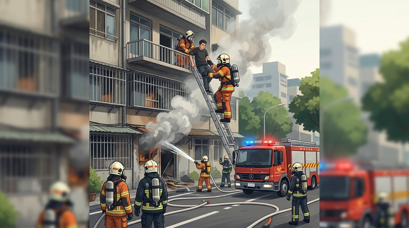 新竹民宅疑似氣爆引發火警！　1名男子受困消防隊員救出