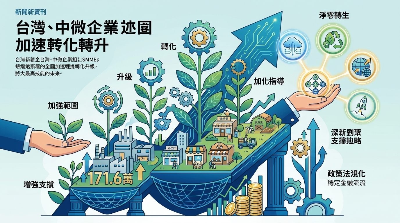 卓揆：擴大輔導對象、深化輔導策略、健全配套措施 加速中小微企業轉型升級