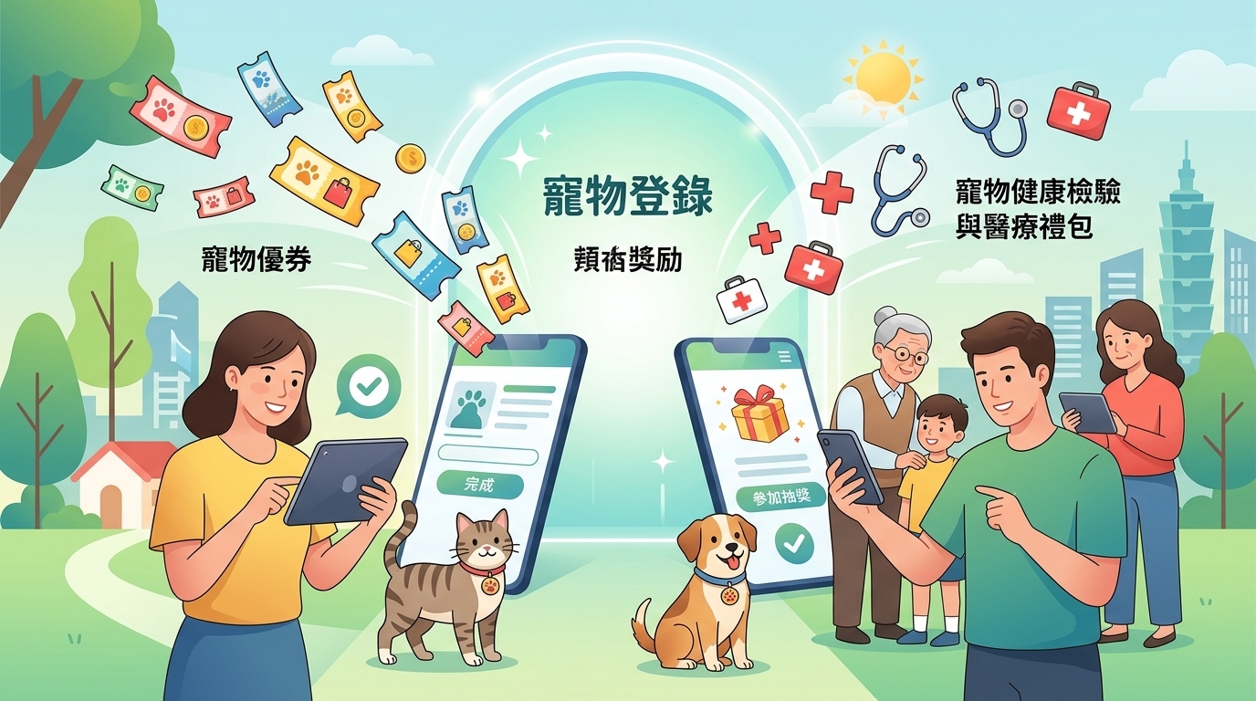毛孩登入計畫啟動！完成狗狗貓貓寵物登記，3萬張寵物券輕鬆抽，還有機會抽中加碼「毛孩健檢醫療好禮包」