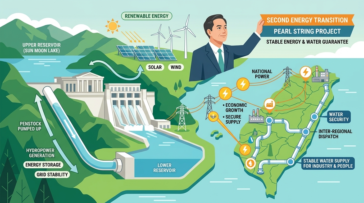 視察台電明潭發電廠 卓揆：推動二次能源轉型與珍珠串計畫 提供更安全、穩定、多元能源保障
