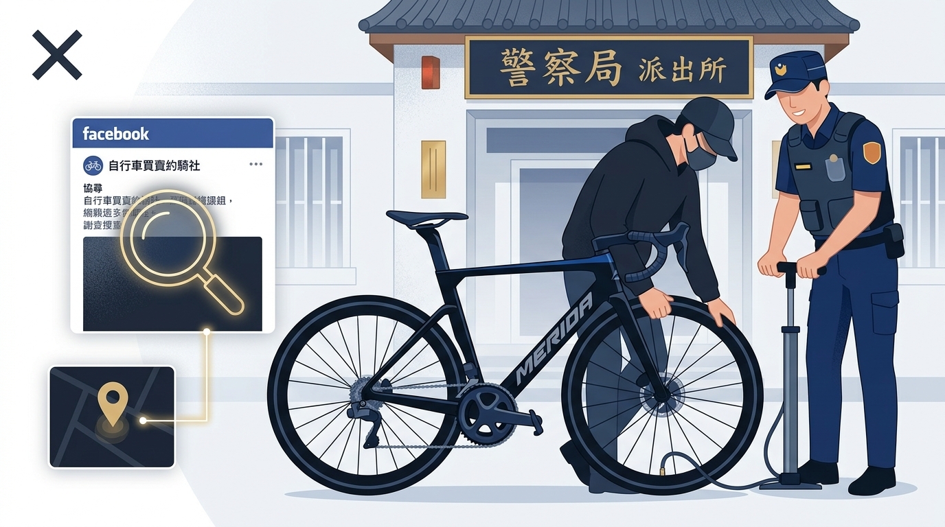 二手高檔自行車遭竊2.1萬賤賣！熱心網友扮柯南追查 誇張偷車賊竟疑牽贓車跑警局「借打氣」