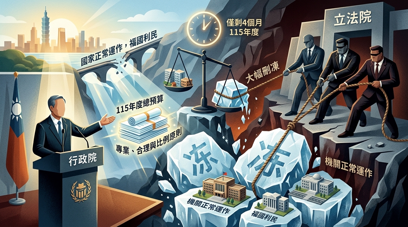 115年度總預算遭大幅刪凍 影響機關正常運作 卓揆籲立法院秉持專業、合理與比例原則審議明年度預算