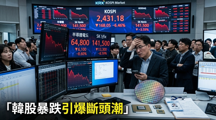 韓股暴跌引爆120萬帳戶追繳潮　台積電重挫7.29% 半導體股面臨槓桿風險考驗