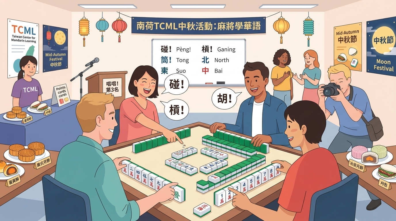 南荷TCML結合臺灣麻將慶中秋 學員在遊戲中體驗華語文化