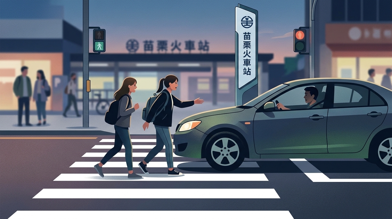 苗栗左轉車未禮讓斑馬線行人 駕駛與女學生當街互嗆遭檢舉