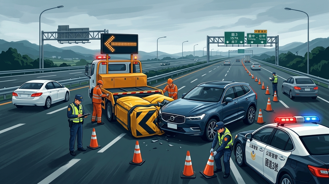 獨家/緩撞車又挨撞！國3南下157K Volvo撞上　事故現場曝光