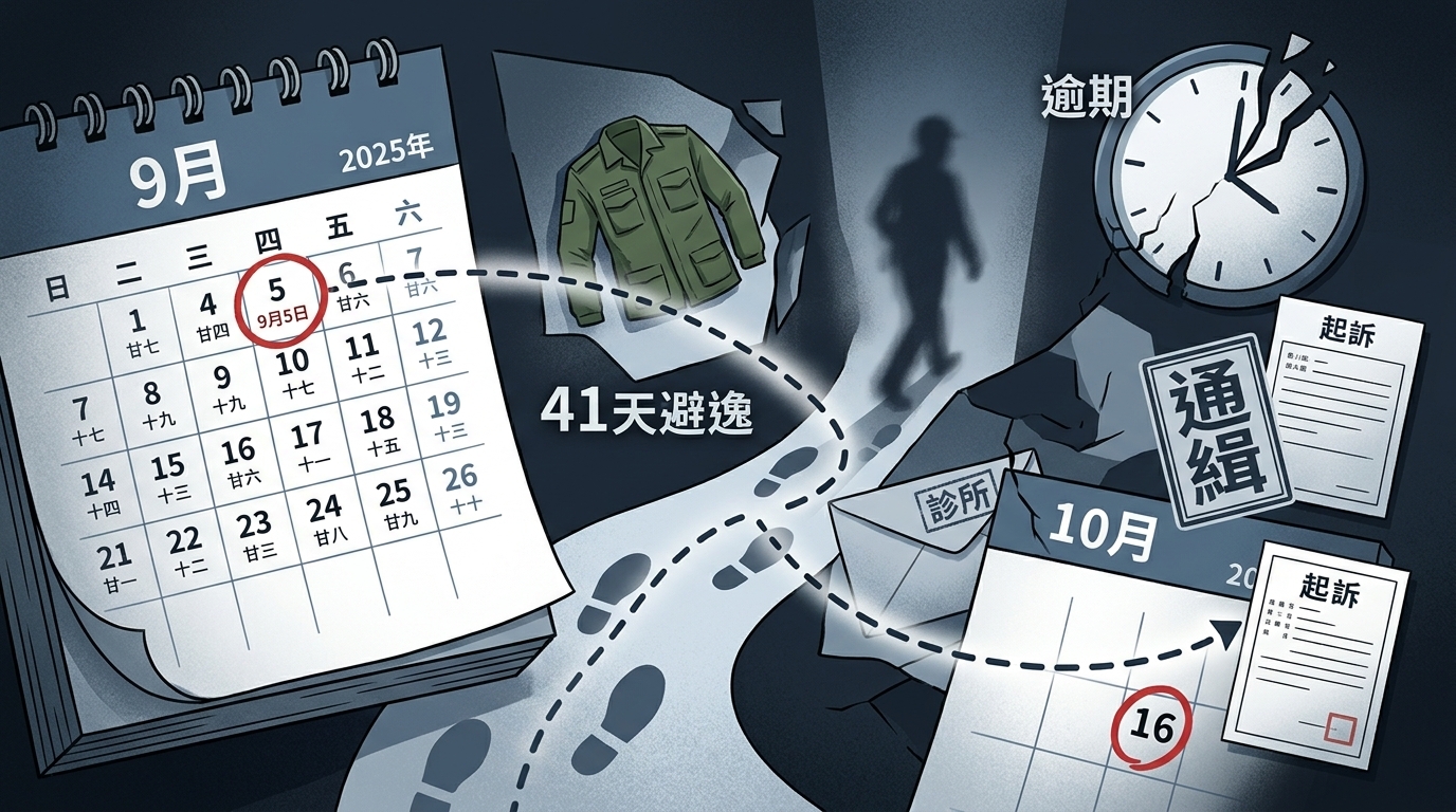 入伍42天就落跑！27歲二兵「病假離營」失聯　逃41天遭通緝起訴