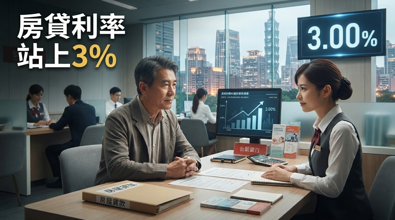 台新銀首購房貸利率站上3% 資金緊俏引發銀行排撥潮