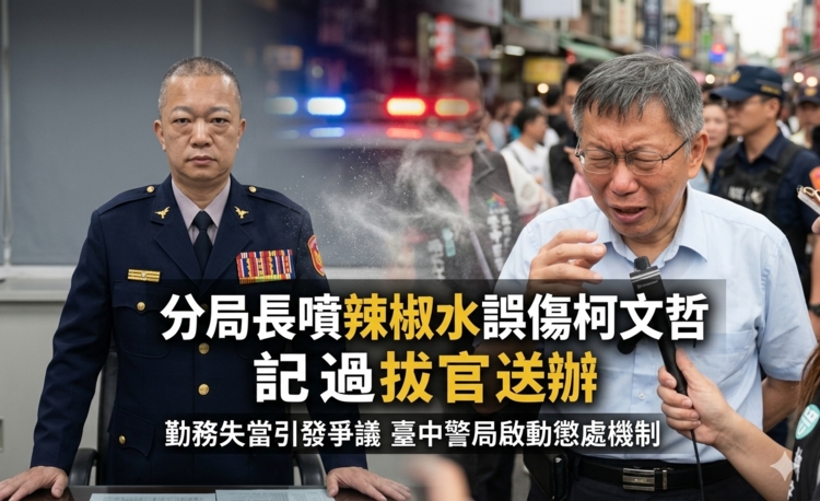 臺中市警局分局長噴辣椒水誤傷柯文哲多人　記過拔官依傷害罪送辦引發關注