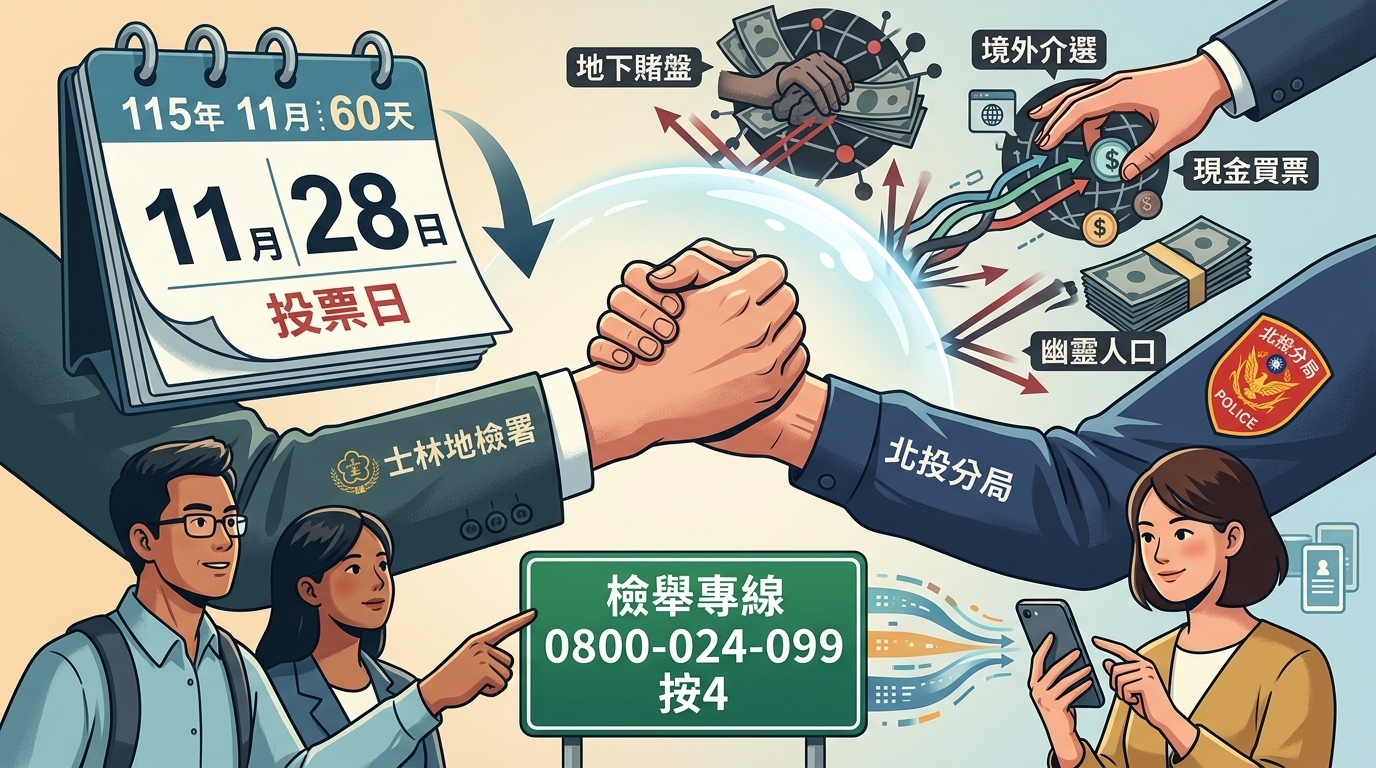 115年地方選舉倒數不到60天 士檢聯手北投警防堵賭盤與境外介選