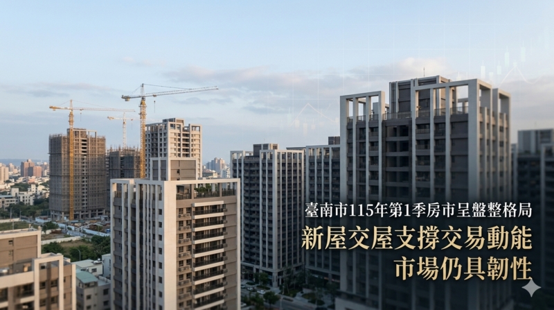 臺南市115年第1季房市呈盤整格局　新屋交屋支撐交易動能穩定市場