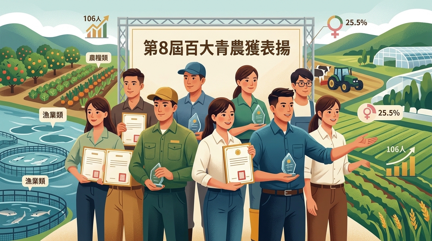 農業部表揚第8屆百大青農 106人獲選平均年齡34歲