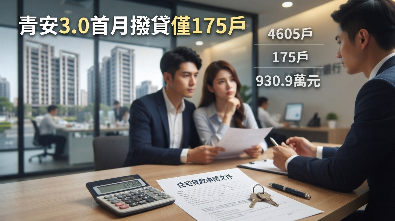 青安3.0首月受理4605戶 撥貸175戶平均930.9萬創新高