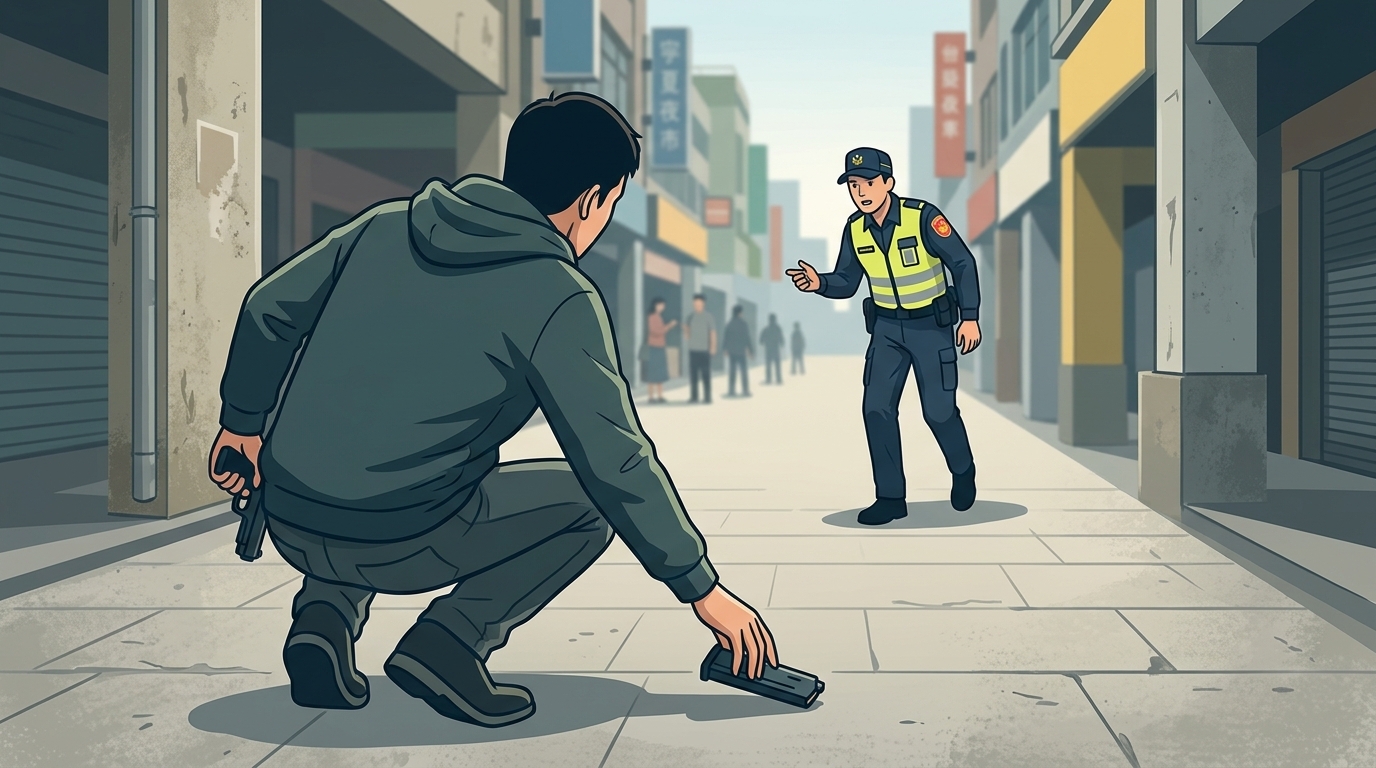 路上亮槍！男子帶槍出門彈匣落地　網友：回到以前走路會踢到槍或彈匣嗎？ 