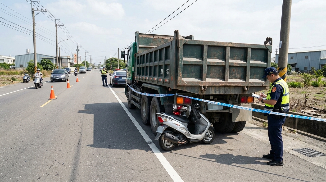 機車追撞砂石車卡車斗下女騎士傷重不治！　嘉義中埔鄉驚傳死亡車禍