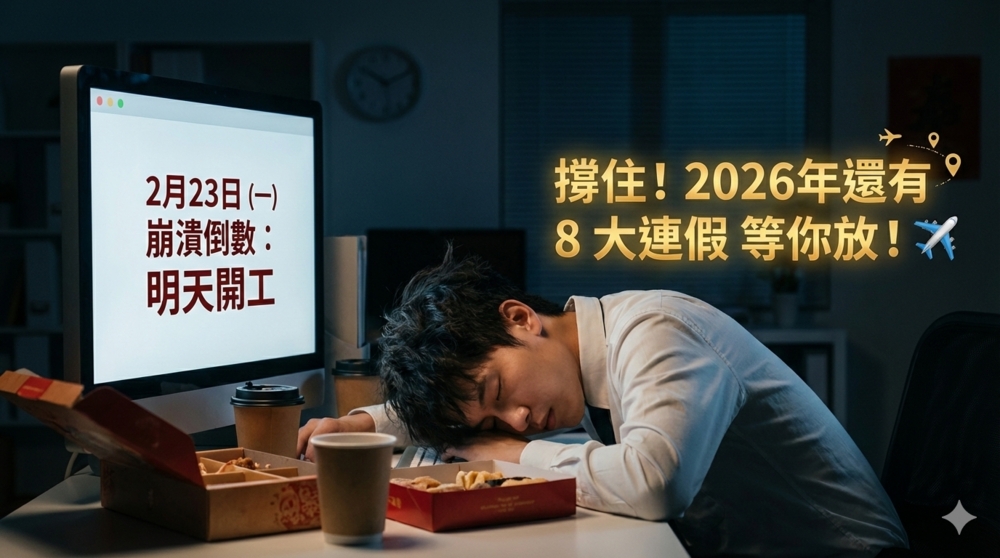春節9天連假倒數尾聲　上班族集體哀號感嘆「時間過太快」　下週開工後仍有8大連假可期待
