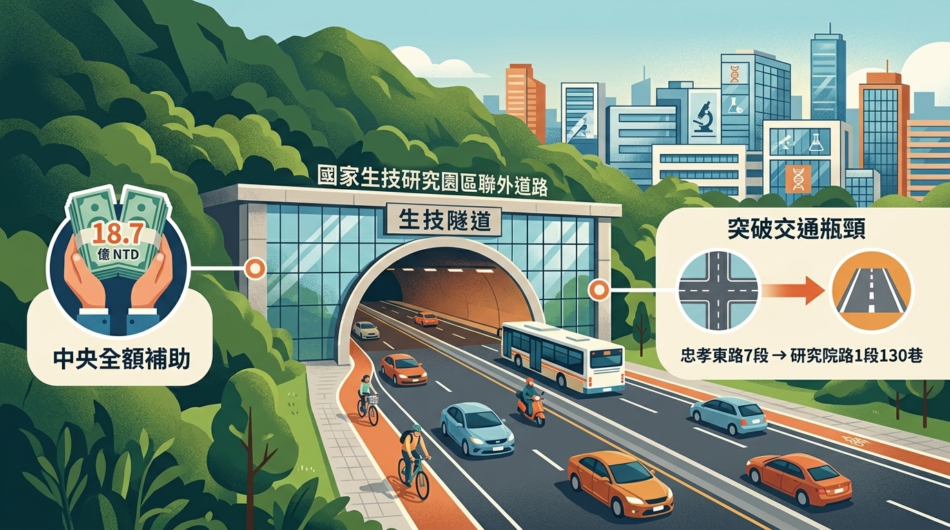 南港「生技隧道」正式通車 中央全額補助18.7億打通交通動脈