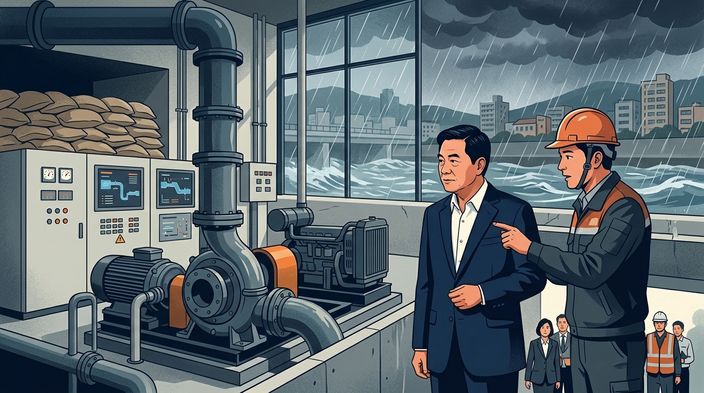 視察內湖金龍路及港墘抽水站防颱整備 卓揆：務必確保抽水站正常運作 嚴防積淹水重演