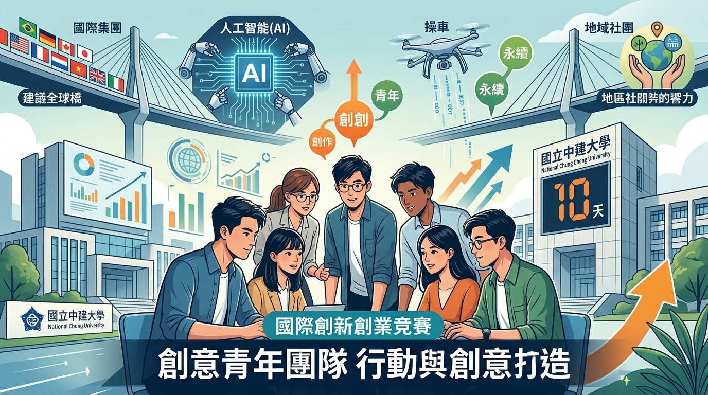 國立中正大學2025國際創新創業競賽報名截止倒數10天 涵蓋AI、無人機、青年創業 黃金機會不容錯過，快報名參賽