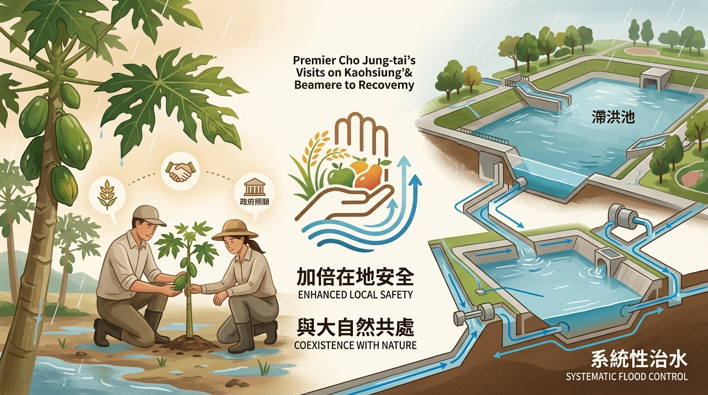 視察高雄木瓜農損及典寶溪治水改善情形 卓揆：增進農民照顧、完善系統性治水 加倍提高在地安全