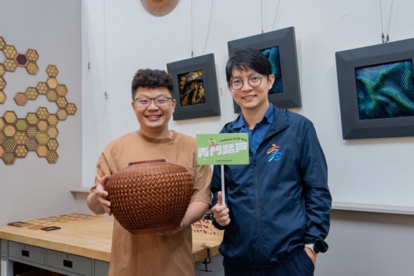 青年局助攻竹藝創新！笙竹工坊進駐岡山醒村展出220公分竹編媽祖