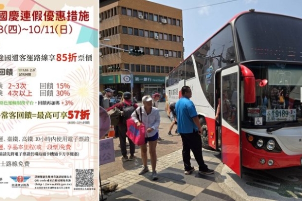 國慶連假搭公共運輸享票價優惠