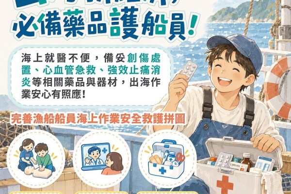 落實漁業人權與海上醫療保障 漁業署公告漁船醫藥箱藥品及器材配置清單