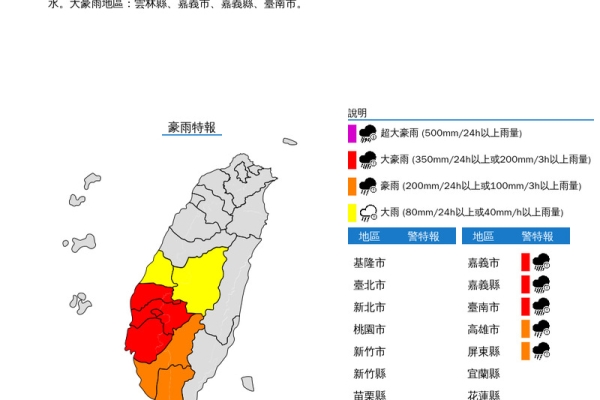 豪大雨增強  嘉義縣全縣 雲林水林鄉 台南後壁 今天停班停課