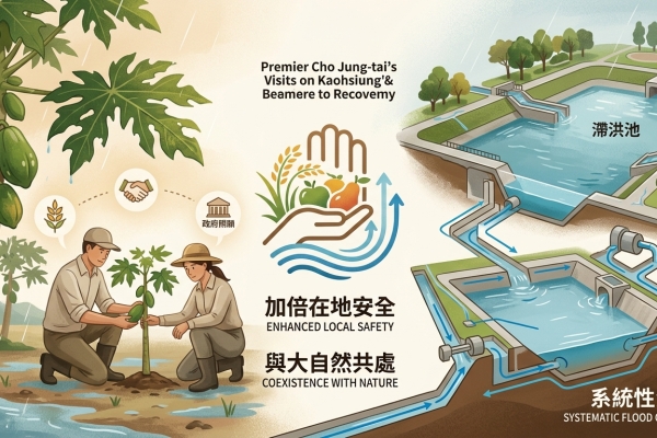 視察高雄木瓜農損及典寶溪治水改善情形 卓揆：增進農民照顧、完善系統性治水 加倍提高在地安全