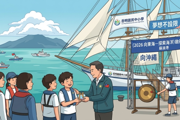 夢想不設限！卓揆及鄭副院長親送岳明中小學小帆手啟航 挑戰1,500公里航向沖繩