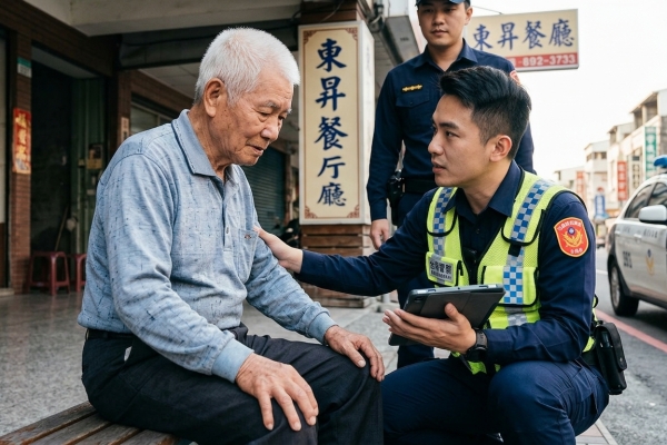 八旬失智翁獨坐東港街頭　警耐心查身分護送返家