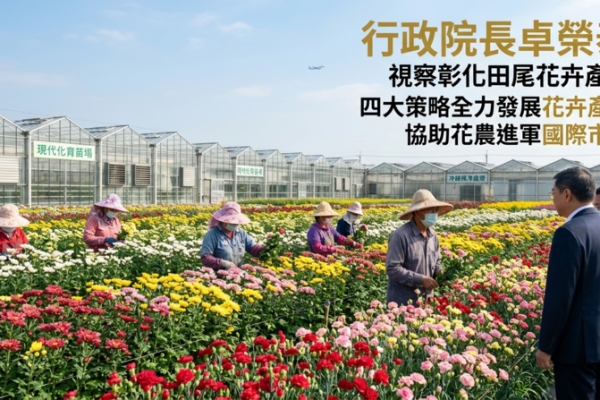 視察彰化田尾花卉產區　行政院長卓榮泰提四大策略全力發展彰化花卉產業協助花農進軍國際市場